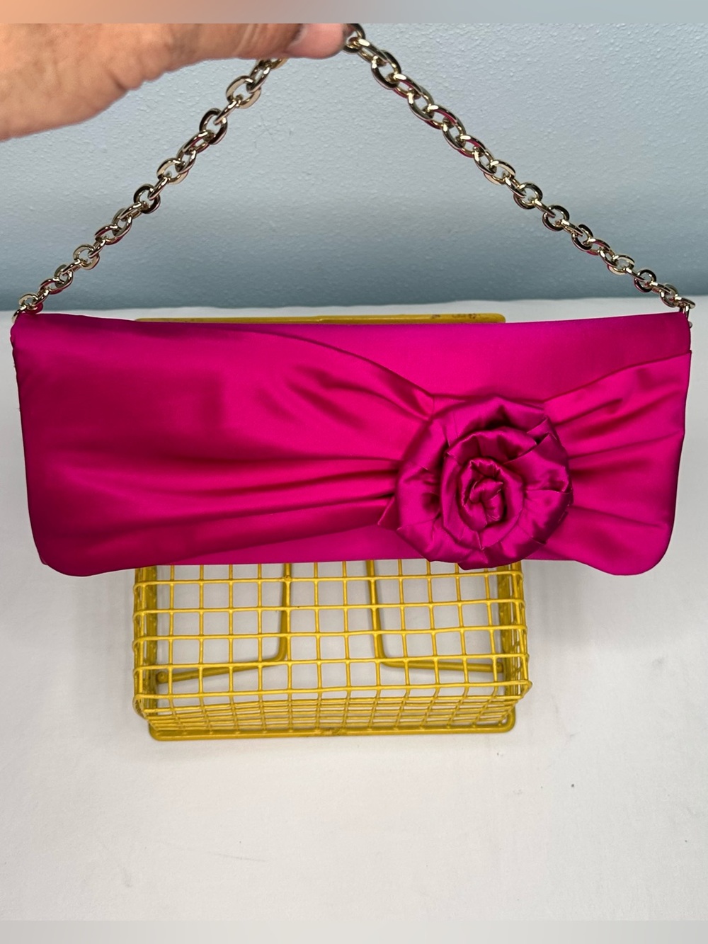 Ted Baker Satin Rose-Embellished Clutch - Hot Pink